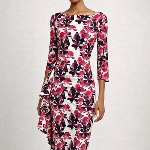 Chaira Boni Pink Floral Sheath Dress Size 38